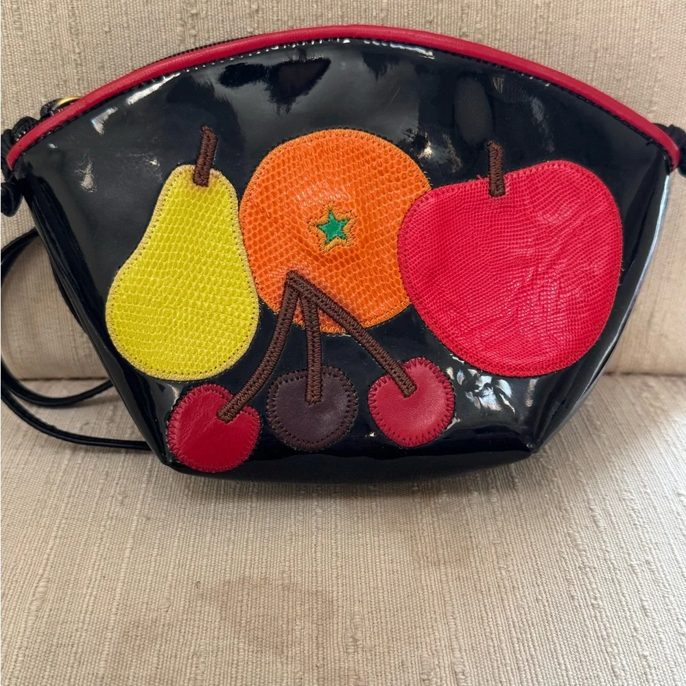 Sharif Black Crossbody Bag with Fruit Motif - Picture 1 of 4